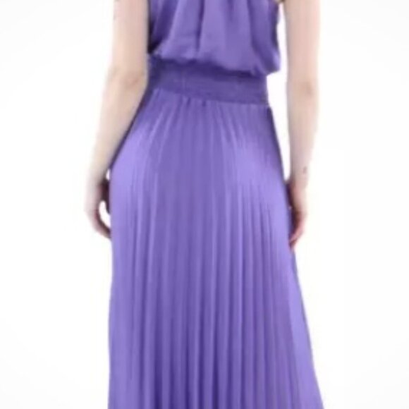 NWT Purple Ramy Brook Arina Halter Neck Pleated Maxi Dress size 8 - Picture 3 of 9